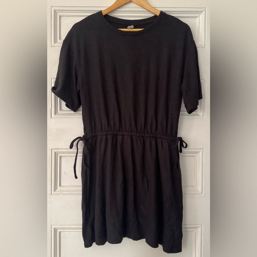 Old Navy | Black Linen Blend T-shirt Dress | Size Medium Petite